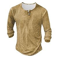 Mens 2023 Fall Long Sleeve T-Shirt Solid Casual Elastic Slim Fit Henley Shirts Vintage Halloween Pullover Tops