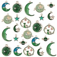Charms for Jewelry Making - 24Pcs Bracelet Charms Mixed Bulk Gold Plated Enamel for Earrings Necklace, Cute Moon Star Charm for DIY Craft Supplies