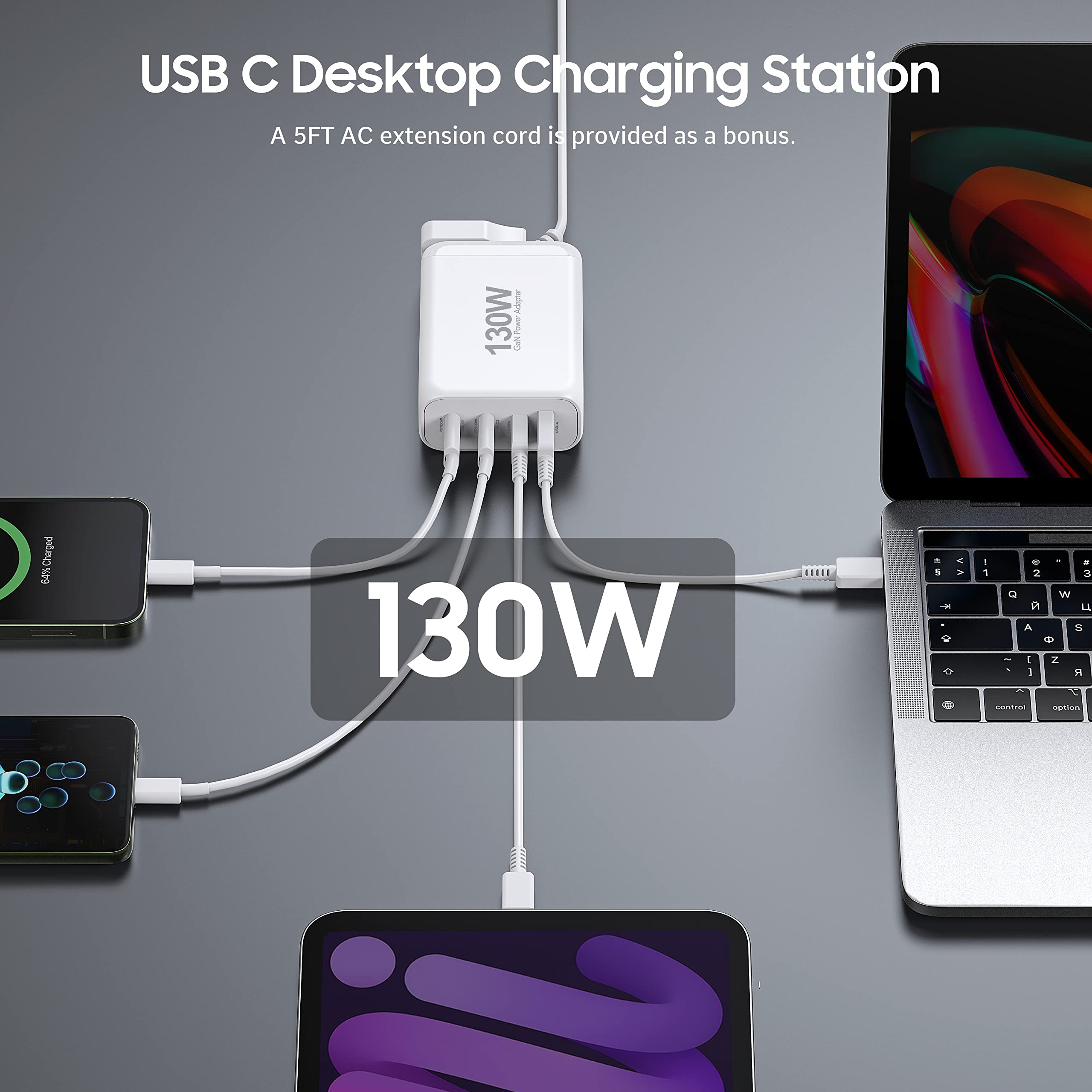 nahwalwatan.org - 特別価格 130W USB C Wall Charger Station PD 100W Type C 65W  PPS 45W GaN Super Fast Charging Power Adapter AC Cable for MacBook Pro並行輸入  価格比較