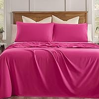 Tache 4 Piece Rose Neon Pink Bed Sheet Set, King