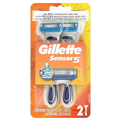 Gillette Sensor5 Men's Disposable Razors, 2 Count
