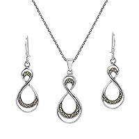 AeraVida Double Eternity Marcasite Style Pyrite .925 Sterling Silver Jewelry Set