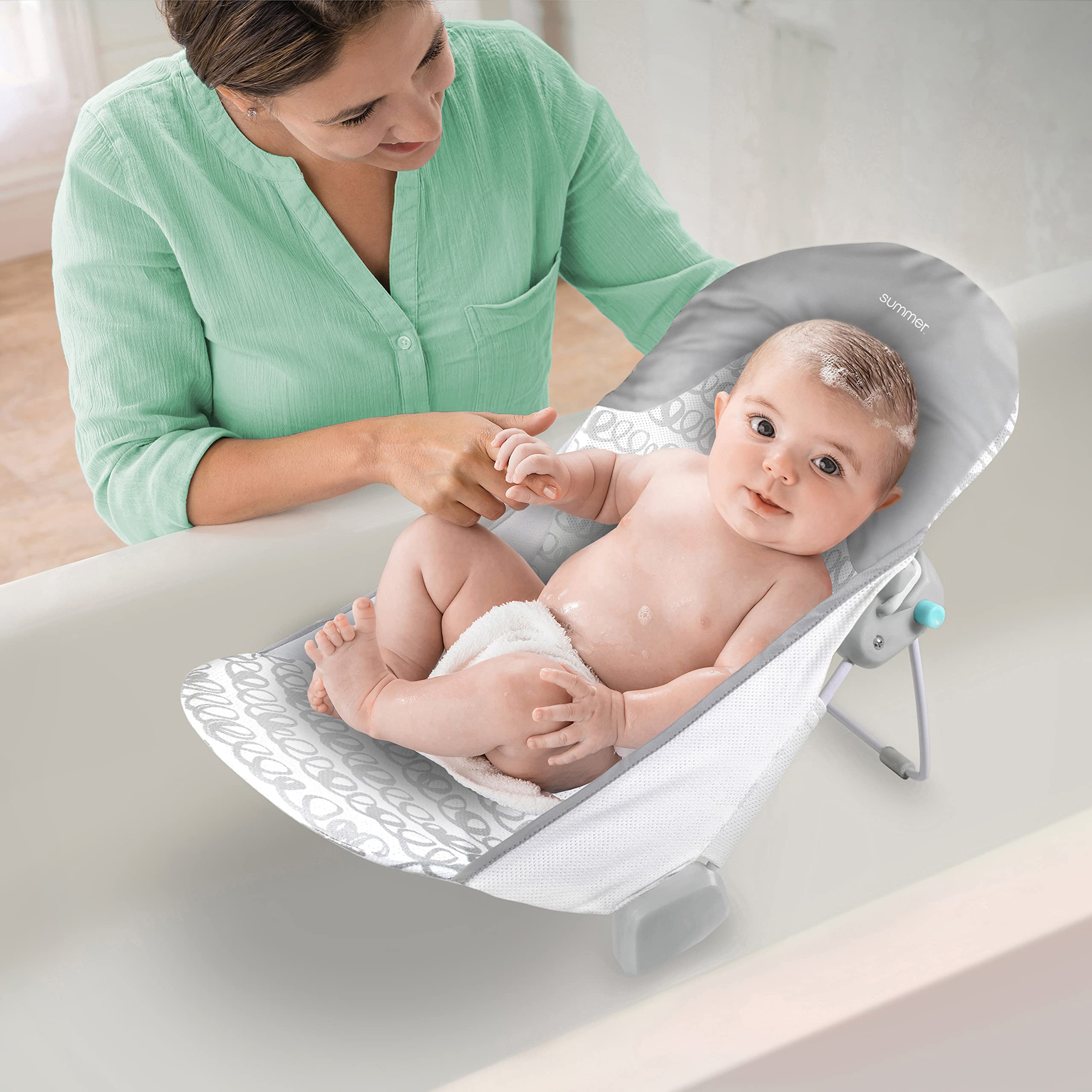 Summer Infant by Ingenuity Foldaway 2-Position Bather - 2-Position Bath Support for Sink Or Bathtub, for Ages 0-6 Months, Up to 20 Pounds