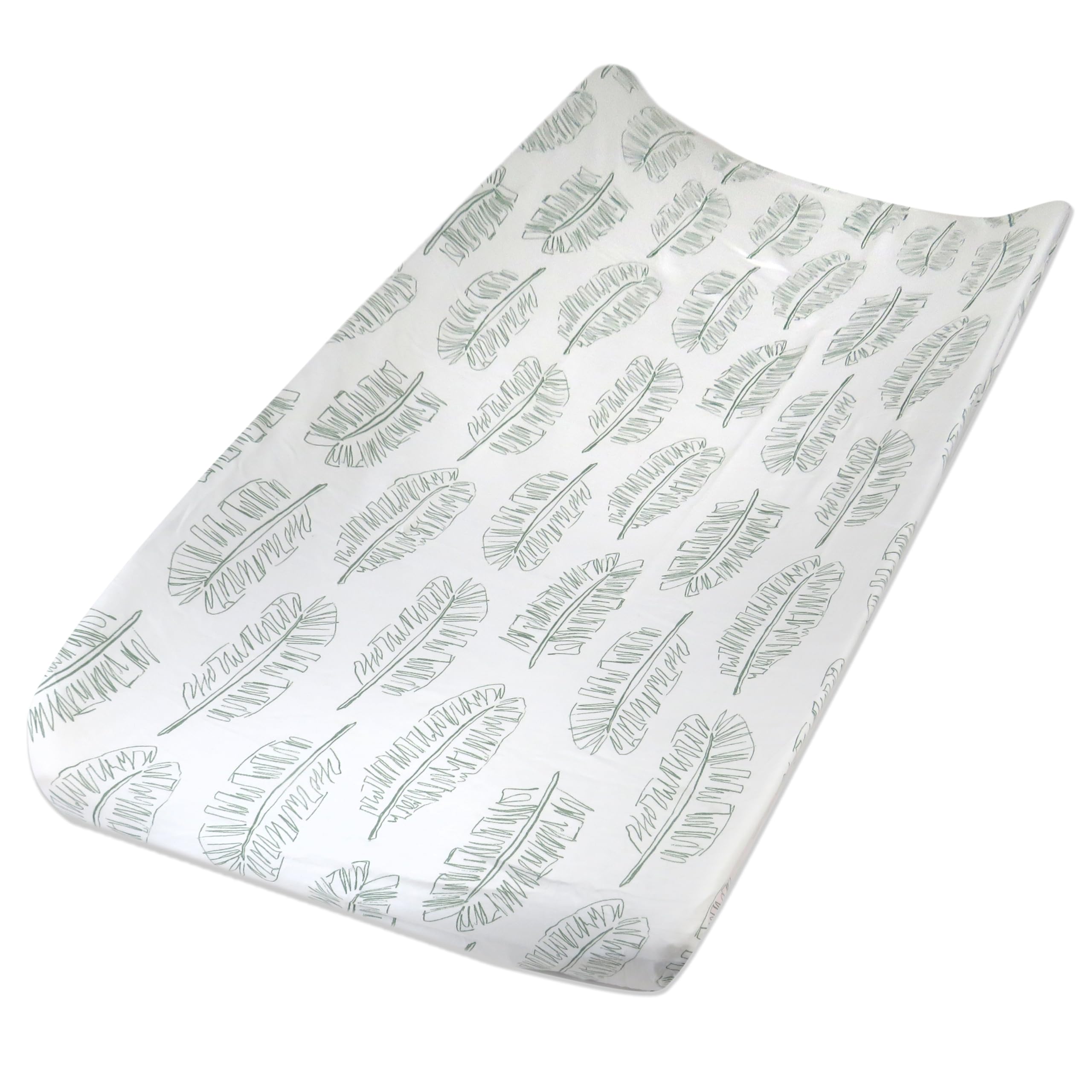 HonestBaby Organic Cotton Changing Pad Cover, Jumbo Leaf Sage, One Size