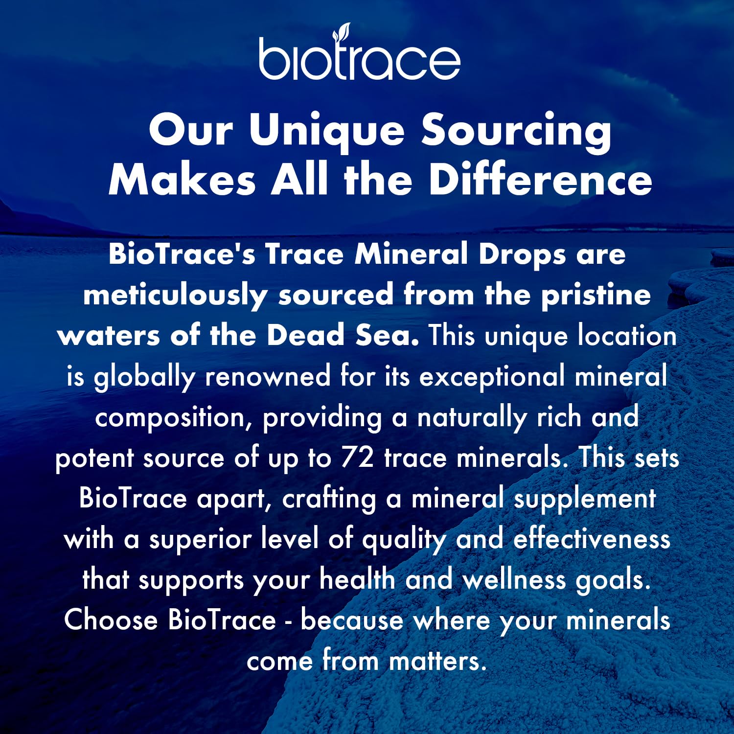 BioTrace Dead Sea Trace Mineral Drops | 72+ Concentrated Trace Minerals, Ionic Liquid Magnesium, Chloride, Potassium | Low Sodium | Energy, Electrolytes, Hydration | 48 Day Supply, 4 fl oz (Pack of 1)