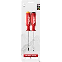 PB Swiss Tools - SwissGrip Screwdriver Set for Slotted size 3 and Phillips Screws size 1, Model #8261.CN, Set of Two Screwdrivers, Screwdrivers