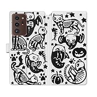 Wallet Case Replacement for Samsung Galaxy S23 S22 Note 20 Ultra S21 FE S10 S20 A03 A50 Skeleton Cover Zombie Flip PU Leather Snap Vampire Skulls Folio Magnetic Halloween Cat Card Holder Cute