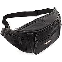 SNUGRUGS Unisex Soft Nappa Leather Waist Bag/Money Belt/Fanny Pack, Multiple Pockets