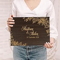 Darling Souvenir Personalized Engraved Laser Cut Wedding Guest Book Wooden Cover Sign-in Book Registry Guestbook Scrapbook-4Y