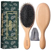 Hair Brush-Boar Bristle Hair Brushes for Women Man and Kids, Detangler Brush for Long Short Thick Thin Curly Straight Wavy Hair, Wooden Comb & Travel Bag Included, Approved by Gift（Large）
