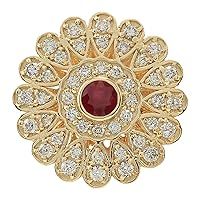 1.4 Carat Natural Red Ruby and Diamond (F-G Color, VS1-VS2 Clarity) 14K Yellow Gold Cocktail Ring for Women Exclusively Handcrafted in USA