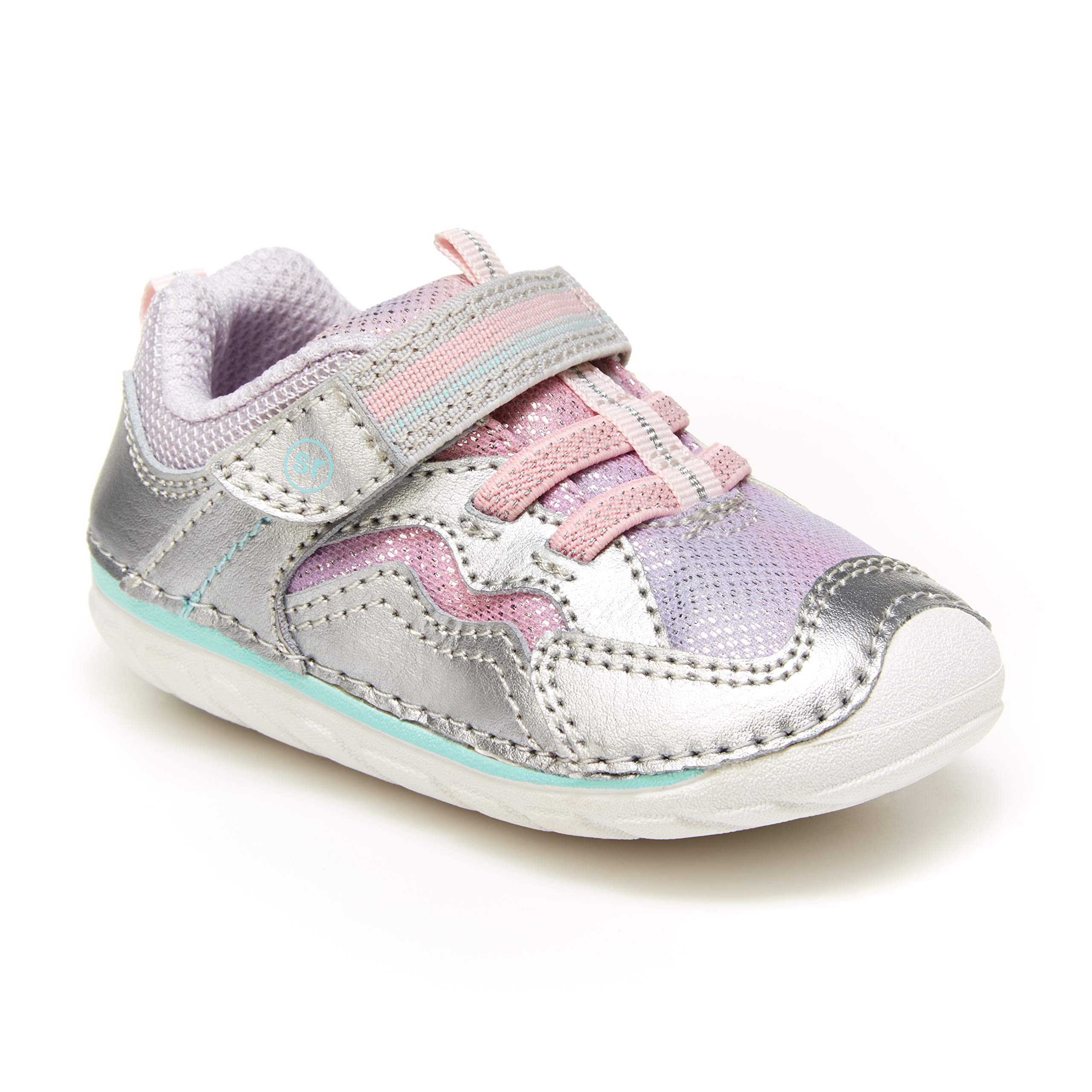 Stride Rite baby girls Soft Motion Kylo Sneaker, Silver/Multi, 4.5 Wide Toddler US