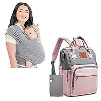 KeaBabies Baby Wrap Carrier and Diaper Bag Backpack - Waterproof Multi Function Baby Travel Bags - All in 1 Original Breathable Baby Sling, Lightweight,Hands Free Baby Carrier Sling -Baby Carrier Wrap