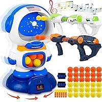Shooting Game Toys for Kids, Shooting Target with 2 Air Toy Guns, 48 Foam Balls, 18 Soft Bullets, LCD Score Record, Sound, Birthday Easter Gifts for Age 5 6 7 8 9 10+ Boys Girls