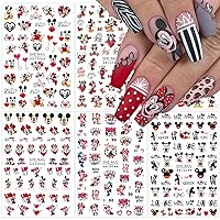 Cute Nail Art Stickers 6 Sheets Cute Nail Decals 3D Self Adhesive Cute Cartoon Nail Stickers Valentine's Day Heart Kawaii Nail Decals Charms for Women Girls Valentine's Day Nail Decoration Supplies