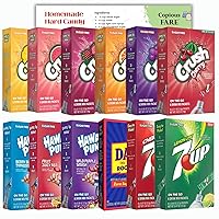 Soda Flavored Drink Mix Packets Variety Pack of 12 Singles To Go Drink Mix Boxes - 72 Total Servings of Sugar Free Soda Drink Mix Packets - Includes Crush, 7-UP, Dad’s Root Beer, and Hawaiian Punch Flavors - Convenient On-the-Go Sugar Free Water Flavor Packets for Refreshing Hydration and Flavorful Enjoyment with Copious Fare Recipe Card