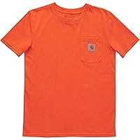 Carhartt Boys' Big Short-Sleeve Pocket T-Shirt, Exotic Orange Heather, XL (18/20)