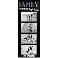 Malden International Designs Laser Cut Industrial Expressions Family Where Life Begins Silkscreen Design and Laser Cut Galvanized Metal Accent Picture Frame, 4 Option, 4-4x6, Black
