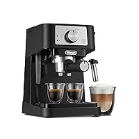 Stilosa Manual Espresso Machine, Latte & Cappuccino Maker, 15 Bar Pump Pressure + Milk Frother Steam Wand, Black / Stainless, EC260BK, 13.5 x 8.07 x 11.22 inches