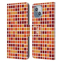 Orange Mosaic Tiles Leather Book Wallet Case Cover Compatible with Apple iPhone 14