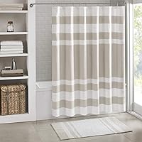 Madison Park Shower Curtain, Waffle Weave, Pieced Design Fabric Shower Curtain with 3M Scotchgard Moisture Management, Premium Spa Quality Modern Shower Curtains for Bathroom, Standard 72