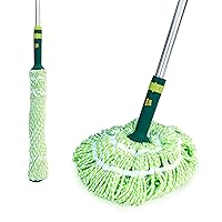 Pine-Sol Microfiber Self Wringing – Easy Squeeze Twist Design for Wet Mopping | Household Cleaning Tool for Tile, Linoleum, Laminate Floors | Extendable Metal Handle, Green