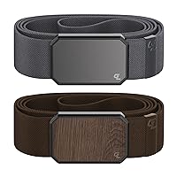 Groove Life Gun Metal/Stone and Walnut/Brown Groove Belt Loadout Men's Stretch Nylon Belt with Magnetic Aluminum Buckle, Lifetime Coverage - Large
