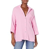 Show Me Your Mumu Women's Weekday Button up, Bubblegum Gauze, Medium