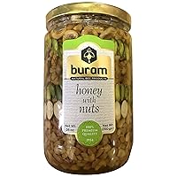 Honey with Nuts, Premium Quality Honey Dipped Mix Nuts with Gourmet Savory Flavor, Great for Snacking, Spread and Baking, Resealable Jar, 26 Ounce