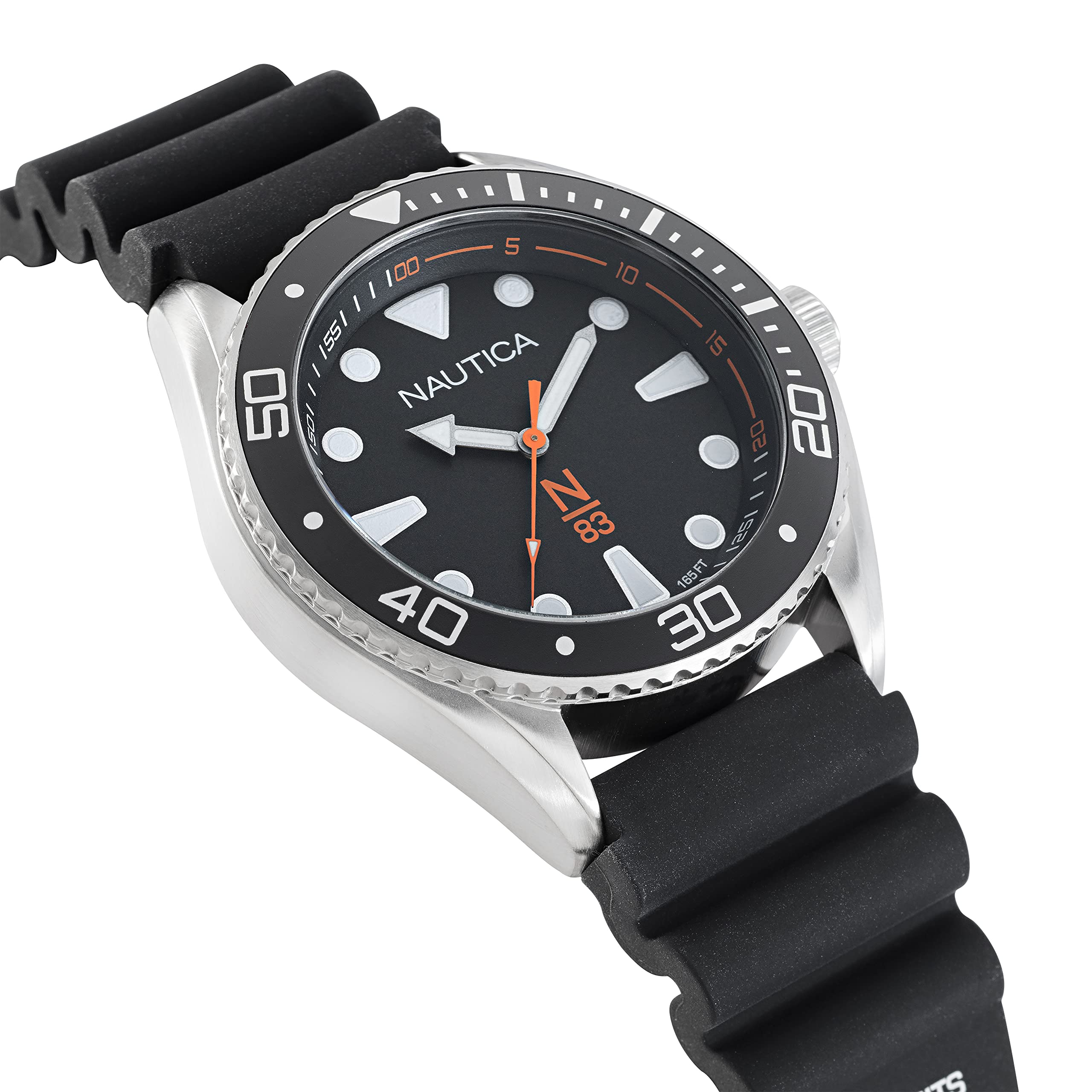 Nautica Men's Stainless Steel Quartz Silicone Strap, Black, 22 Casual Watch (Model: NAPFWF113)