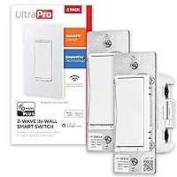 700 Series Z-Wave In-Wall Smart Light Switch with QuickFit and SimpleWire, White Paddle, Works with Google Assistant, Alexa, & SmartThings, Z-Wave Hub Required, Smart Home, 2 Pack, 59370