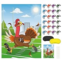 FEPITO Pin The Hat on The Turkey Thanksgiving Games Festive Fall Party Activities for Thanksgiving Party Favors