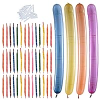 Prextex 120 Rocket Balloons Assorted Colors | Flying Balloon w/Whistling Noise, Multicolor Long Balloons Animals Kit | Balloon Arch Kit, Birthday, Halloween, Gender Reveal Party Decoration, w/o Pump