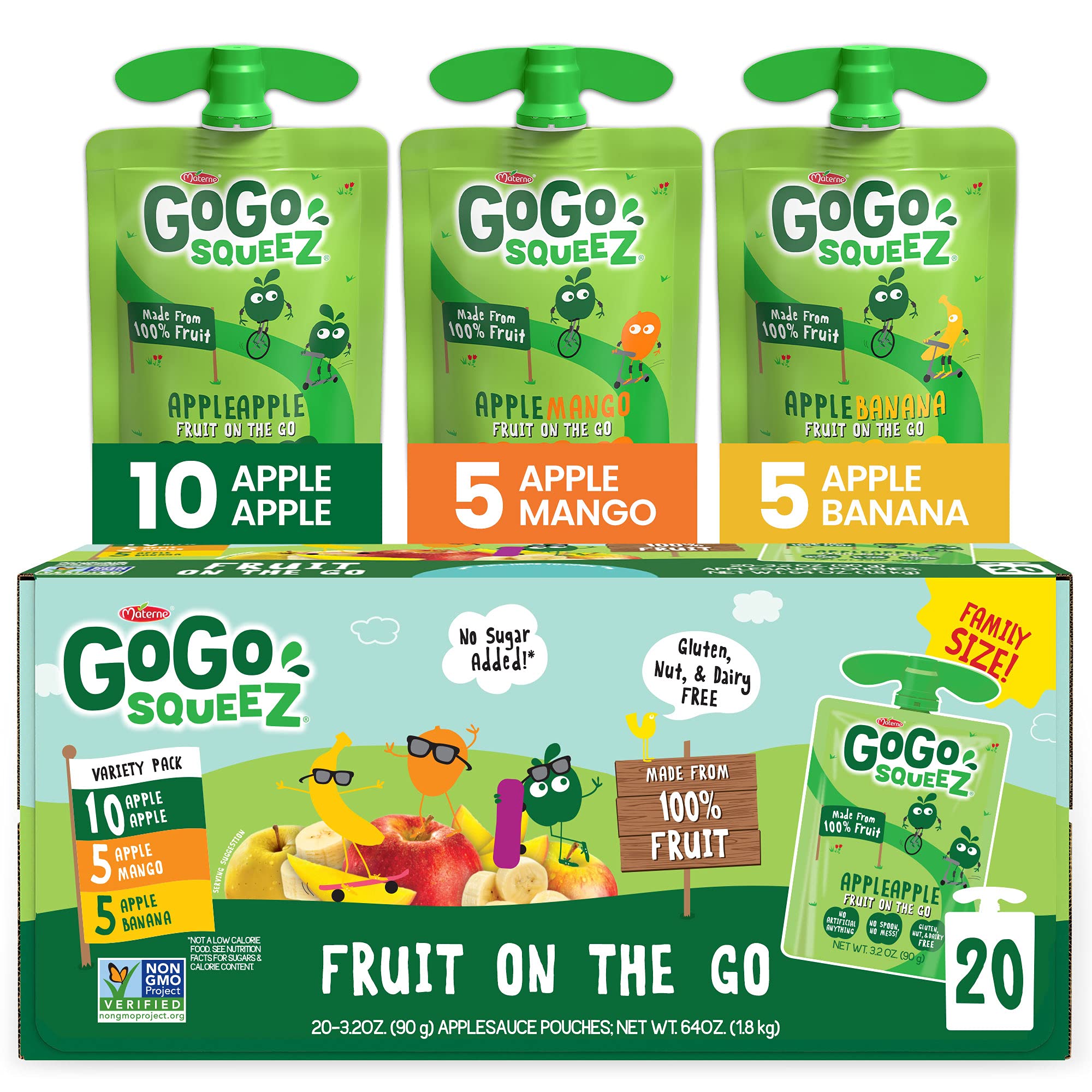 GoGo SqueeZ Fruit on The Go Variety Pack, Apple, Banana, & Mango, Tasty Kids Applesauce Snacks, Gluten, Nut & Dairy Free, Vegan, 3.2 Oz, Pack of 20 – GoGo SqueeZ >>> top1shop >>> fado.vn