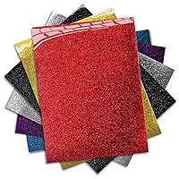 MiPremium Glitter Heat Transfer Vinyl - Iron On Vinyl Sheets of 6 Most Popular Colors, Assorted HTV Glitter Starter Bundle for T Shirts Clothing, Easy to Cut Press & Apply Glitter Vinyl (Multicolor)