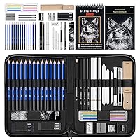 50 Pack Drawing Set Sketch Kit, Sketching Supplies with 3-Color Sketchbook, Graphite, and Charcoal Pencils, Pro Art Drawing Kit for Artists Adults Teens Beginner Kid, Ideal for Shading, Blending