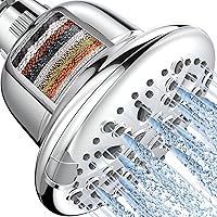 Cobbe Filtered Shower Head, 7 Modes High Pressure Shower Heads - 16 Stage Shower Head Filter for Hard Water for Remove Chlorine and Harmful Substances (Luxury Polished Chrome, 5 Inch Round)
