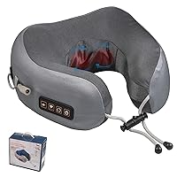 Neck Massager Pillow with Heat Cervical Neck Support Travel Massage Neck Pillow with Heat U-Shaped Memory Foam Pillow Massager for Fatigue Neck Pain for Home Office Airplane Car
