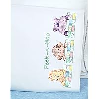 1605124 Children's Pillowcase, Peek a Boo with Perle Edge Finish, 20-Inch by 30-Inch, White
