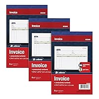 Adams Invoice Book 3 Pack, 2 Part Carbonless Invoices, Horizontal Sales Slip, 5-9/16 x 8-7/16 Inches, 50 Sets per Book (DC5840-3)