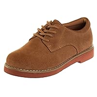 French Toast Girls Boys Dirty Buck Shoes - Kids Oxford School Uniform Loafer Saddle Church Dress Shoes Lace up Faux-Leather (Big Kid) (Dirty Buck) (Size 1-7)
