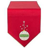 DII 100% Cotton Christmas Holiday Embroidered Table Runner