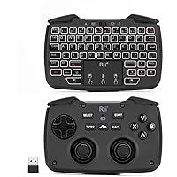 (Backlit Version)Rii RK707 3 in 1 Multifunctional 2.4GHz Wireless Portable Game Controller 62-Key Rechargeable Keyboard Mouse Combo Turbo Vibration Function for PC/Raspberry pi2/Android TV Google/TV B