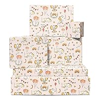 CENTRAL 23 Kids Wrapping Paper - 6 Sheets of Animal Gift Wrap - Baby Elephant - For Baby Boys and Girls - For Birthday Baby Shower Baptism - Comes with Fun Stickers