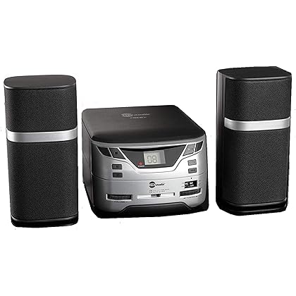 HDi Audio Modern Premium CD-526 Compact Micro Digital CD Player Stereo Home Music System with AM/FM Tuner Aux-in & Headphone Jack (Black/Silver)