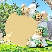 Khaki Round Backdrop Cover 7.2x7.2ft Khaki Circle Birthday Photo Photography Background for Party Baby Shower Wedding Decorations