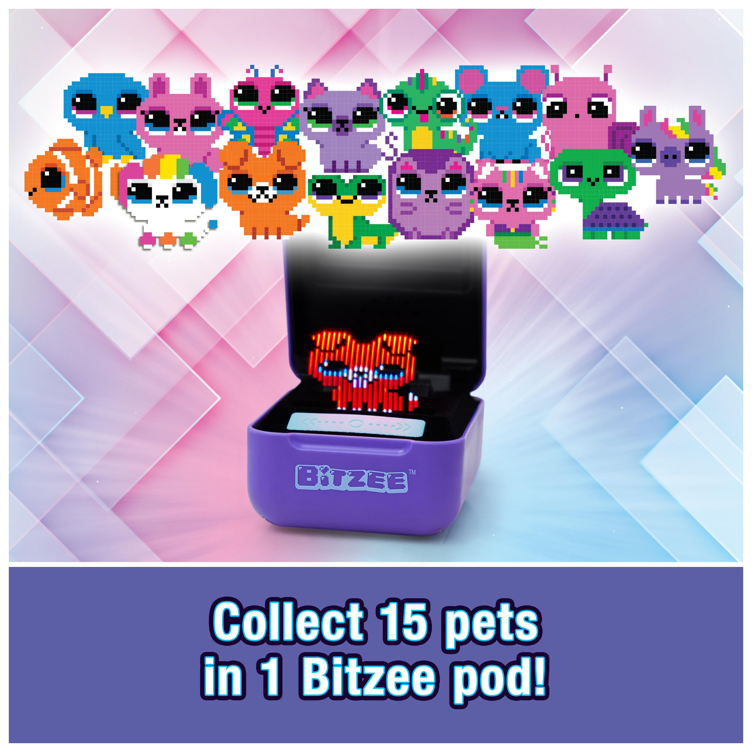 Bitzee, Interactive Toy Digital Pet and Case with 15 Animals Inside, Virtual Electronic Pets React to Touch, Kids Toys for Girls and Boys