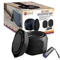 Bed Bug Interceptors, Bug Detector and Bed Bug Trap, with Anti Skid Pads and Black Light, 8 Pack, Black
