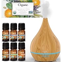 Organic Aromatherapy Set (Top 6) with Diffuser