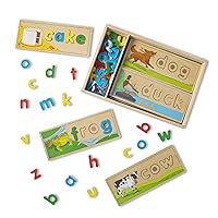 Melissa & Doug See & Spell Wooden Educational Toy With 8 Double-Sided Spelling Boards and 64 Letters - Preschool Learning Activities, See & Spell Learning Toys For Kids Ages 4+, Multicolor,